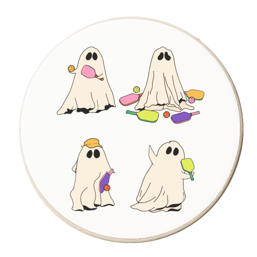 Ghostly Pickleball - personalised beer coaster by EZbie