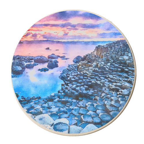 Giants Causeway at dusk - personalised beer coaster by AP