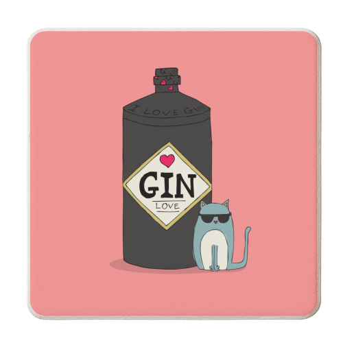 GIN & CAT - personalised beer coaster by Nichola Cowdery