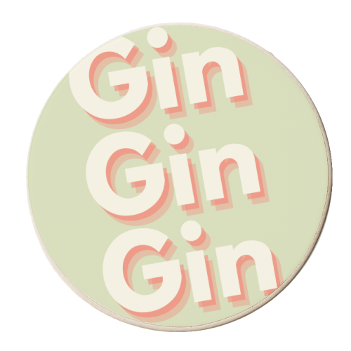 Gin Gin Gin typography - personalised beer coaster by Proper Job Studio