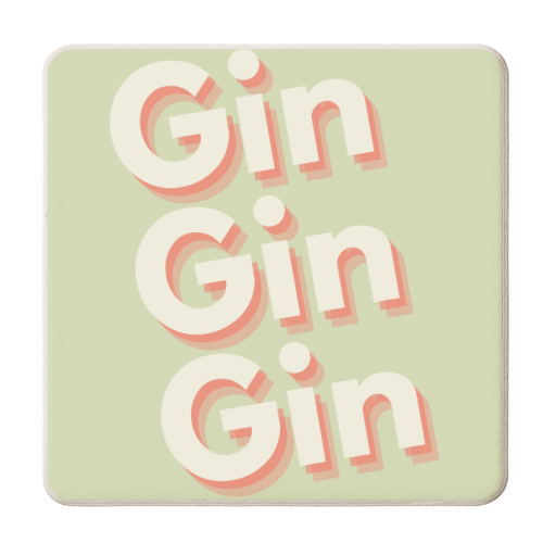 Gin Gin Gin typography - personalised beer coaster by Proper Job Studio