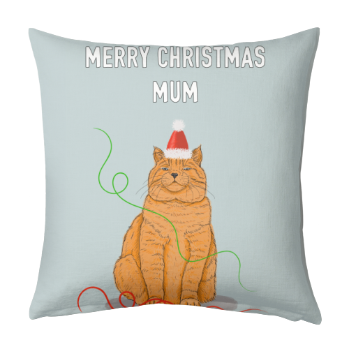 Designer cushion Ginger Cat Mum Christmas by Adam Regester Buy unique
