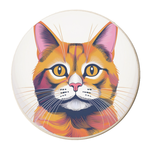 Ginger Cat Portrait With Halo Illustration - personalised beer coaster by Adam Regester