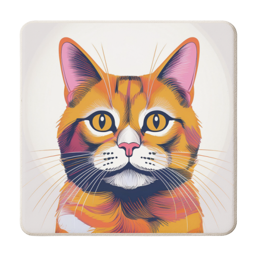 Ginger Cat Portrait With Halo Illustration - personalised beer coaster by Adam Regester