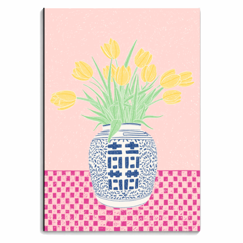 Ginger Jar Of Yellow Tulips Illustration - personalised A4, A5, A6 notebook by Adam Regester