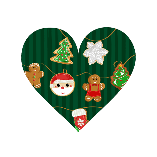 Gingerbread Man Cookies Garlands in Vintage Green Stripes - Magnet by EZbie