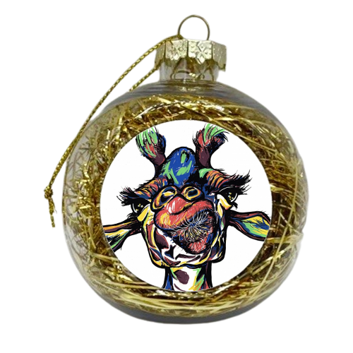 Giraffe Art Print - xmas bauble by Natalie Boyd Williams