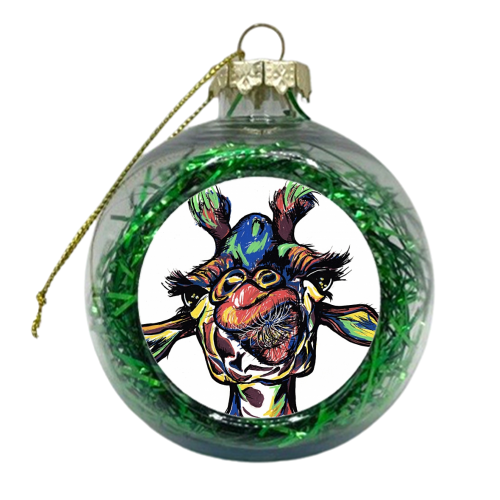 Giraffe Art Print - xmas bauble by Natalie Boyd Williams
