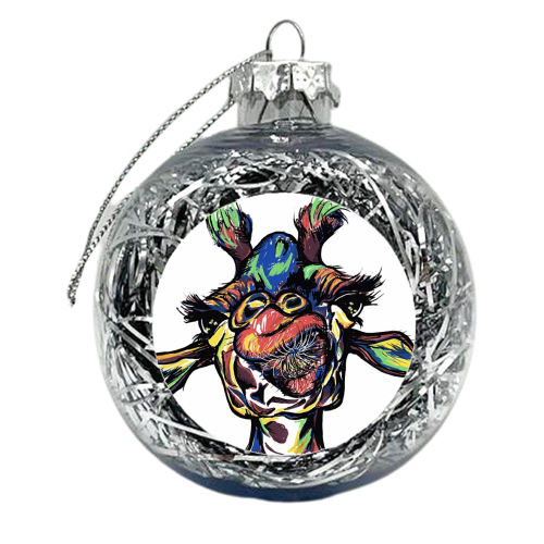 Giraffe Art Print - xmas bauble by Natalie Boyd Williams