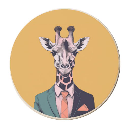 Giraffe In A Jacket & Tie Portrait Illustration - personalised beer coaster by Adam Regester