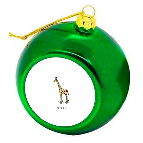 Giraffe on Wheels - colourful christmas bauble by Ross Jardine