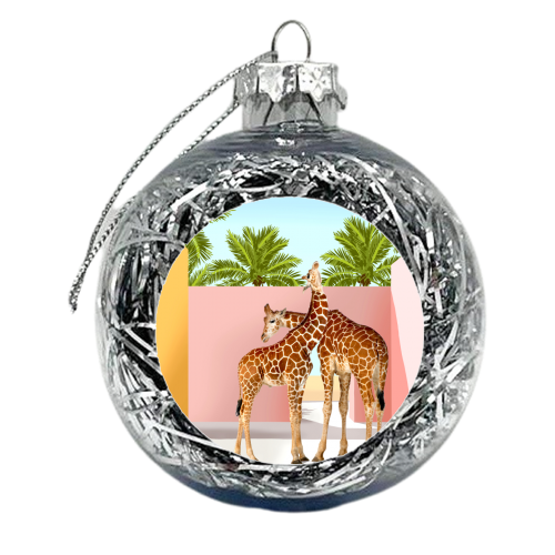 Giraffe Villa | Contemporary Modern Architecture Digital Graphic Art | Wildlife Animals Palm Exotic - xmas bauble by Uma Prabhakar Gokhale