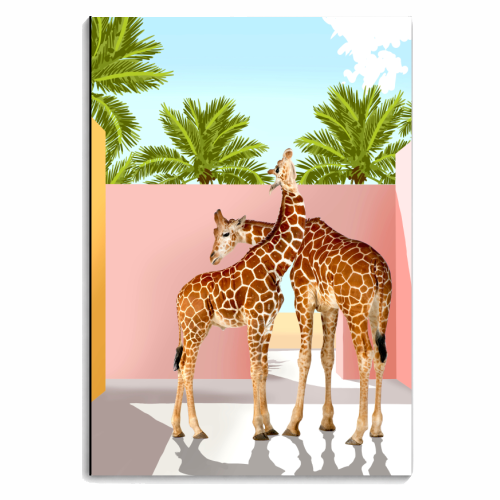 Giraffe Villa | Contemporary Modern Architecture Digital Graphic Art | Wildlife Animals Palm Exotic - personalised A4, A5, A6 notebook by Uma Prabhakar Gokhale