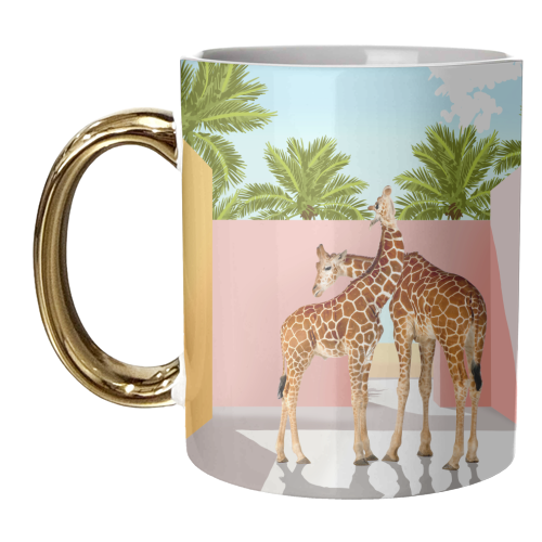 Giraffe Villa | Contemporary Modern Architecture Digital Graphic Art | Wildlife Animals Palm Exotic - unique mug by Uma Prabhakar Gokhale