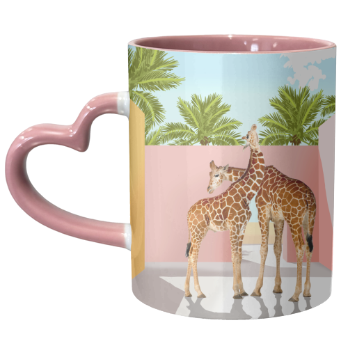 Giraffe Villa | Contemporary Modern Architecture Digital Graphic Art | Wildlife Animals Palm Exotic - unique mug by Uma Prabhakar Gokhale