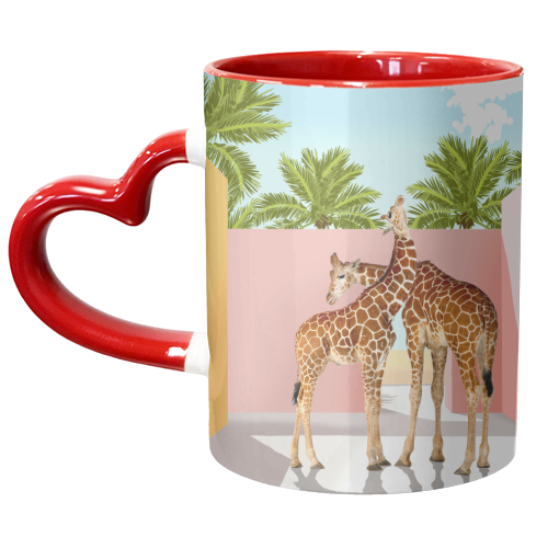 Giraffe Villa | Contemporary Modern Architecture Digital Graphic Art | Wildlife Animals Palm Exotic - unique mug by Uma Prabhakar Gokhale