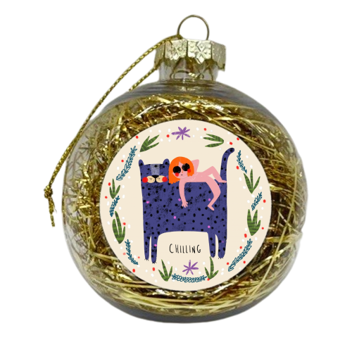GIRL AND CAT - xmas bauble by Nichola Cowdery