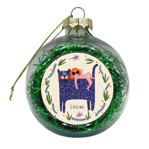 GIRL AND CAT - xmas bauble by Nichola Cowdery