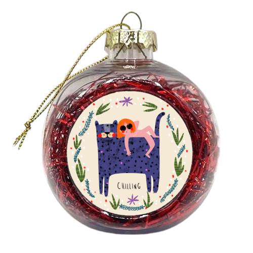 GIRL AND CAT - xmas bauble by Nichola Cowdery