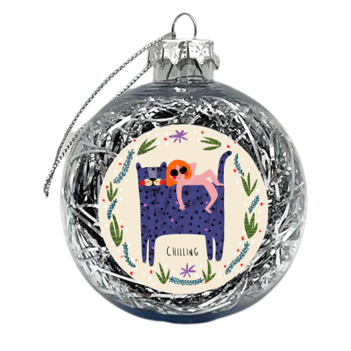 GIRL AND CAT - xmas bauble by Nichola Cowdery