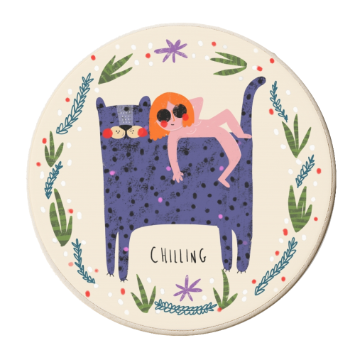GIRL AND CAT - personalised beer coaster by Nichola Cowdery