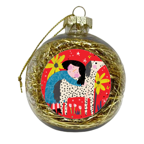GIRL AND DOG - xmas bauble by Nichola Cowdery