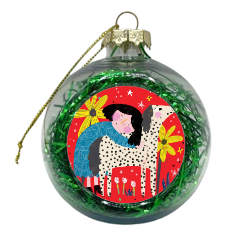 GIRL AND DOG - xmas bauble by Nichola Cowdery