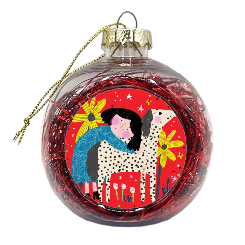 GIRL AND DOG - xmas bauble by Nichola Cowdery