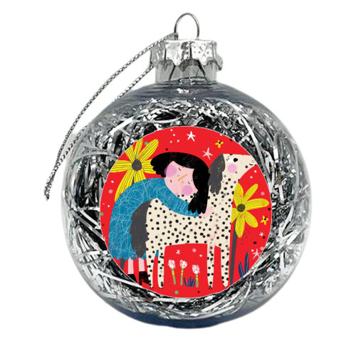 GIRL AND DOG - xmas bauble by Nichola Cowdery