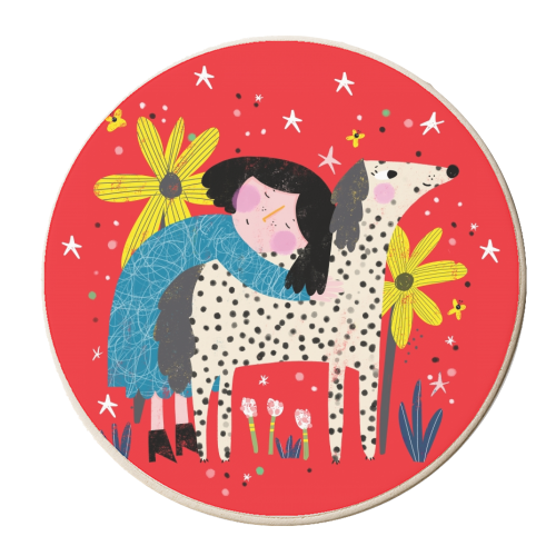 GIRL AND DOG - personalised beer coaster by Nichola Cowdery