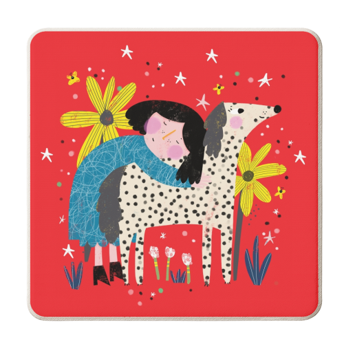 GIRL AND DOG - personalised beer coaster by Nichola Cowdery