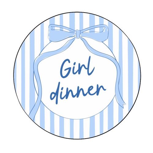 Girl dinner stripe in baby blue - Circle Sticker by The Girl Next Draw