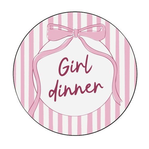 Girl dinner stripe in pale pink - Circle Sticker by The Girl Next Draw