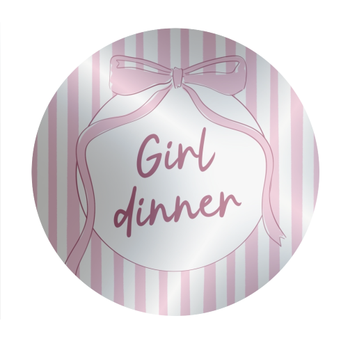 Girl dinner stripe in pale pink - Circle Sticker by The Girl Next Draw