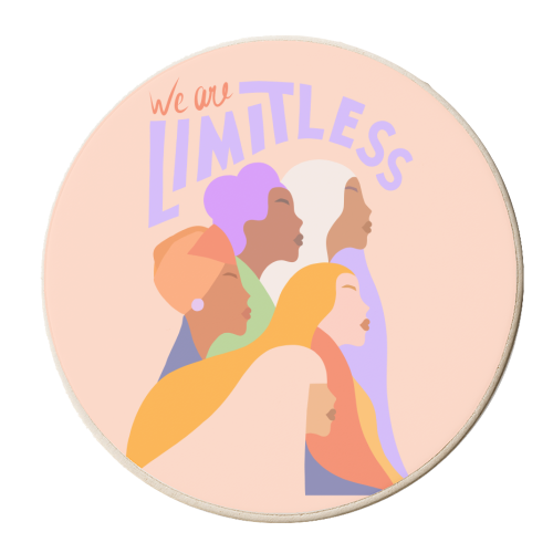 Girl Power Portrait - We are Limitless (colour) - personalised beer coaster by Dominique Vari