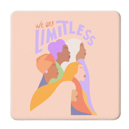 Girl Power Portrait - We are Limitless (colour) - personalised beer coaster by Dominique Vari