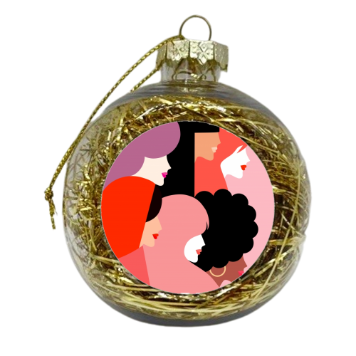 Girl Power 'We Persist' Coral - xmas bauble by Dominique Vari