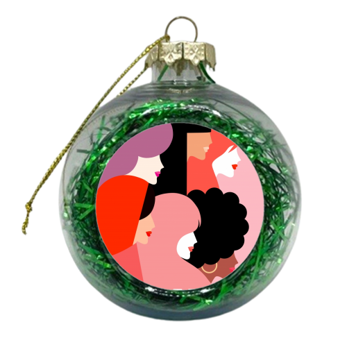 Girl Power 'We Persist' Coral - xmas bauble by Dominique Vari
