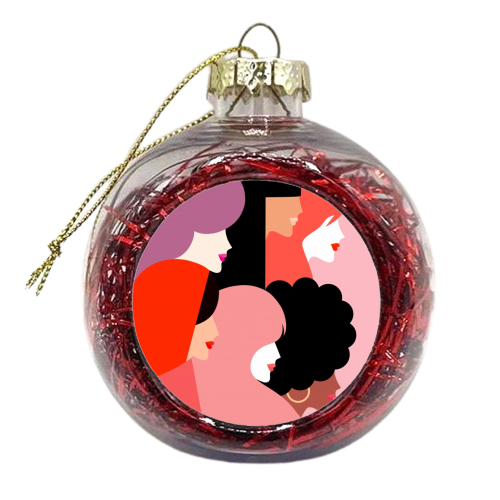 Girl Power 'We Persist' Coral - xmas bauble by Dominique Vari
