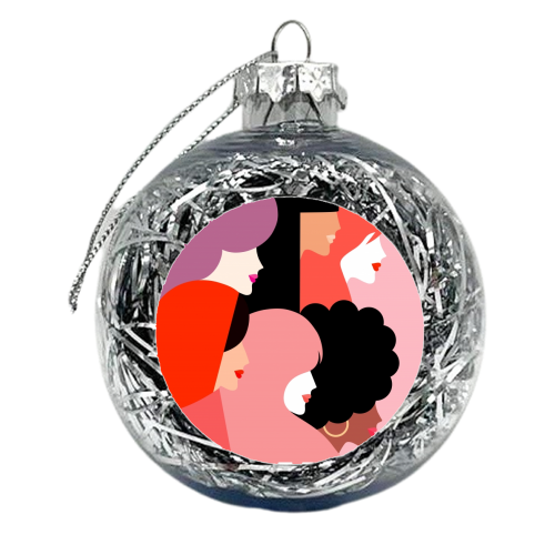 Girl Power 'We Persist' Coral - xmas bauble by Dominique Vari