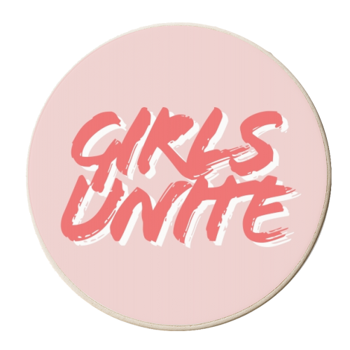 Girls Unite Pink and Red - personalised beer coaster by Toni Scott