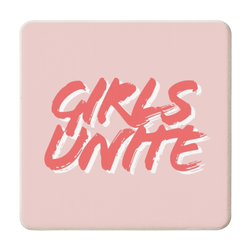 Girls Unite Pink and Red - personalised beer coaster by Toni Scott