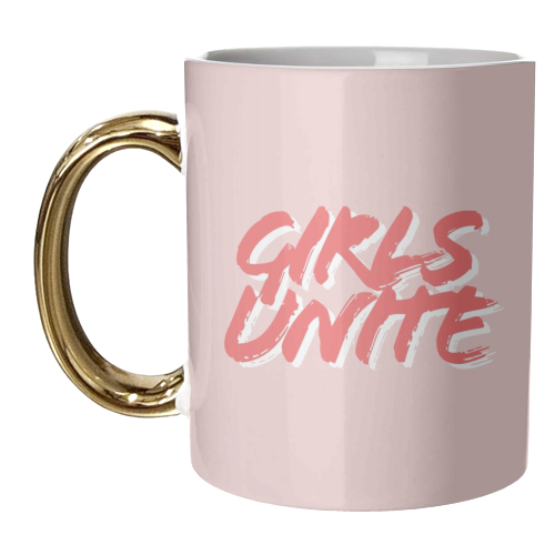 Girls Unite Pink and Red - unique mug by Toni Scott