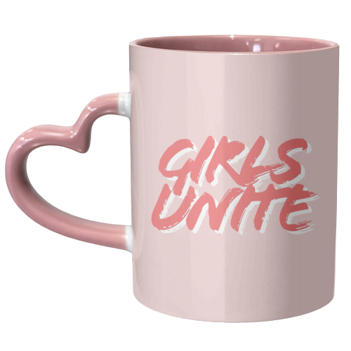 Girls Unite Pink and Red - unique mug by Toni Scott