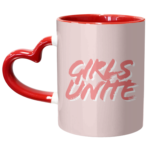 Girls Unite Pink and Red - unique mug by Toni Scott