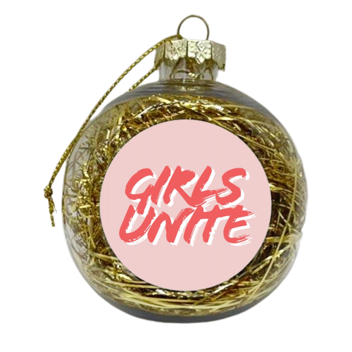 Girls Unite Pink and Red - xmas bauble by Toni Scott