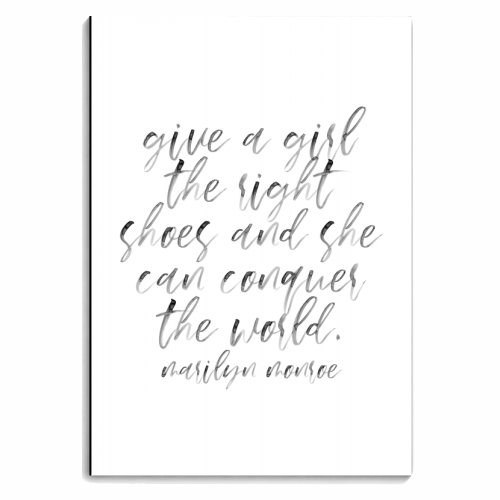 Give A Girl the Right Shoes and She Can Conquer the World. -Marilyn Monroe Quote Watercolor Script - personalised A4, A5, A6 notebook by Toni Scott