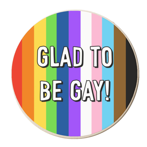Glad To Be Gay Rainbow Stripes - personalised beer coaster by Adam Regester