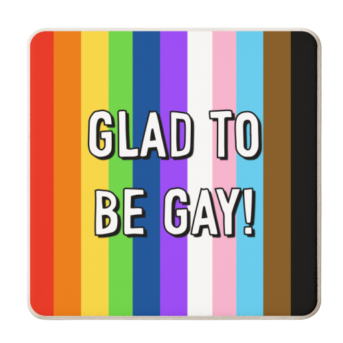 Glad To Be Gay Rainbow Stripes - personalised beer coaster by Adam Regester