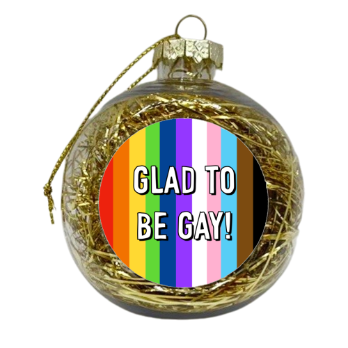 Glad To Be Gay Rainbow Stripes - xmas bauble by Adam Regester